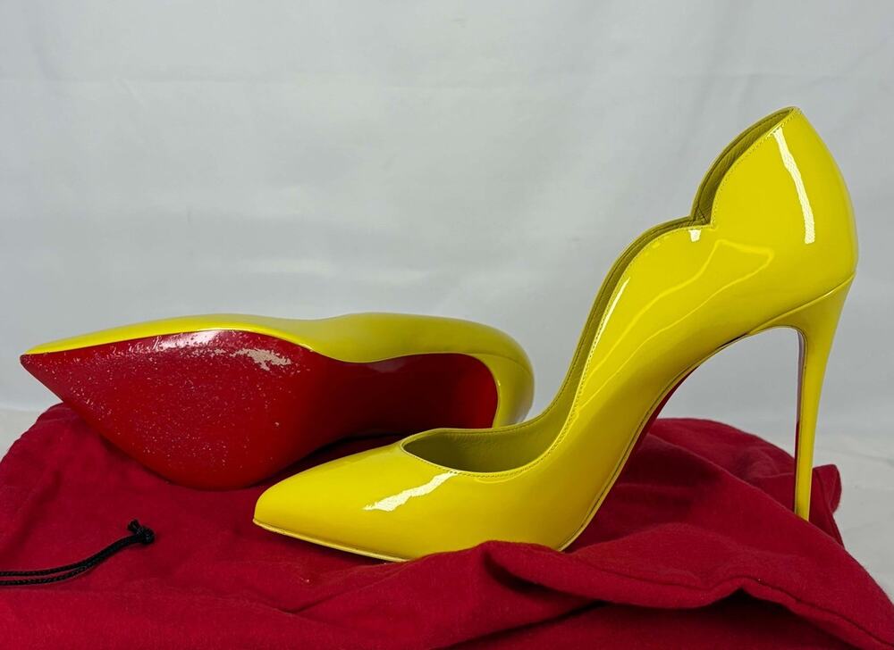 CHRISTIAN LOUBOUTIN Hot Chick 100 Patent Citrus Womens SZ9 SPB JA-369001